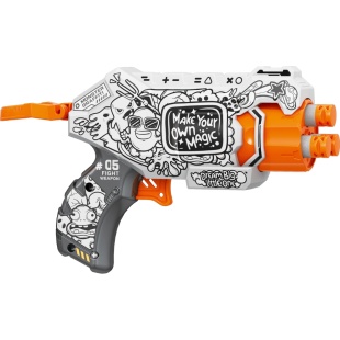 Пистолет, 15х11 см, с поролоновыми патронами (4 шт), в коробке 16х15х5 см, "Монстр граффити" - интернет-магазин optom-k.com