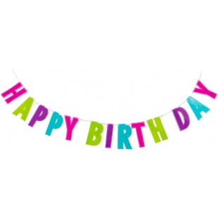 Гірлянда-банер, 2 м, зі стрічкою, з блискітками, "Happy Birthday", MAXI - інтернет-магазин optom-k.com
