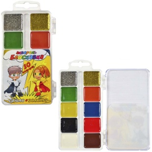 Акварель, 10 цветов, медовая, пластиковая упаковка, "Молния", Тетрада - интернет-магазин optom-k.com