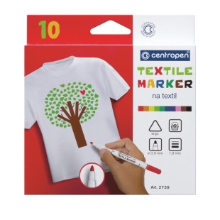 Маркер, 1,8 мм, 10 кольорів, для текстилю, "Textile", CENTROPEN - інтернет-магазин optom-k.com