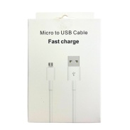 Кабель, 1 м, USB-MICRO, 6А, белый цвет - интернет-магазин optom-k.com