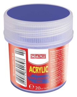 Краска акриловая, 20 мл, синяя, матовая, MAXI - интернет-магазин optom-k.com