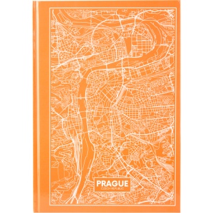 Книга канцелярська, А4, 96 аркушів, клітинка, прошита, персиковий колір, "Maps Prague", AXENT - інтернет-магазин optom-k.com