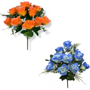 Роза искусственная, 12 бутонов, бутон 7,5 см, 50 см, в ассортименте - интернет-магазин optom-k.com