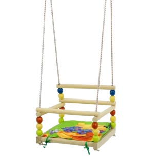 Качеля деревянная с пластиковыми элементами, 30х30 см, веревка 100 см, с мягкой подкладкой - интернет-магазин optom-k.com