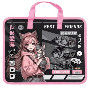 Папка-портфель, 32х26 см, пластиково-тканинна, з ручками, "Anime Girls", Kidis - інтернет-магазин optom-k.com