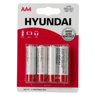 Спайка батареек, 1.5V, AA, 4 шт. в спайке, солевые, "Heavy Duty", HYUNDAI - интернет-магазин optom-k.com
