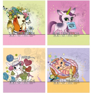 Скетчбук клееный, 200х200 мм, 24 листа, матовая ламинация, Мандарин - интернет-магазин optom-k.com