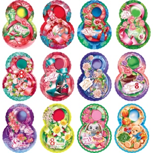 Открытка поздравительная, 18х13 см, фигурная, цветная, "8 Марта", Экспресс Удачи - интернет-магазин optom-k.com