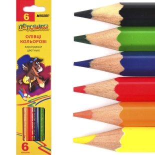 Карандаши цветные, 6 цветов, деревянные, заостренные, шестигранные, "Пегашка", Marco - интернет-магазин optom-k.com
