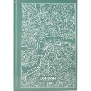 Блокнот прошитий, А4, 96 аркушів, клітинка, бірюзовий, "Maps London", AXENT - інтернет-магазин optom-k.com