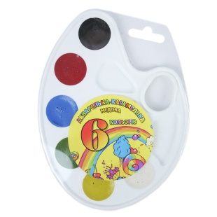 Акварель, 6 цветов, медовая, на палитре, пластиковая упаковка, "Акварелька-карамелька", Тетрада - интернет-магазин optom-k.com