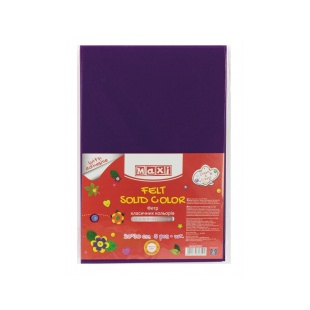 Фетр листовой (полиэстер), 20х30 см, 180 г/м2, на клейкой основе, фиолетовый цвет, MAXI - интернет-магазин optom-k.com