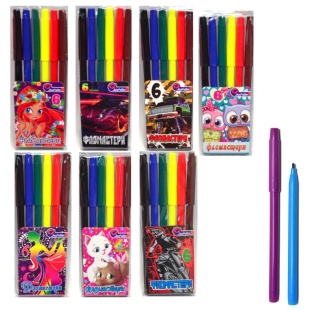 Фломастеры, 6 цветов, пластиковая упаковка, Josef Otten - интернет-магазин optom-k.com