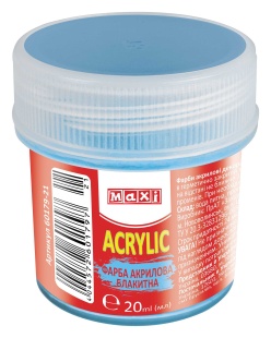 Краска акриловая, 20 мл, голубая, матовая, MAXI - интернет-магазин optom-k.com