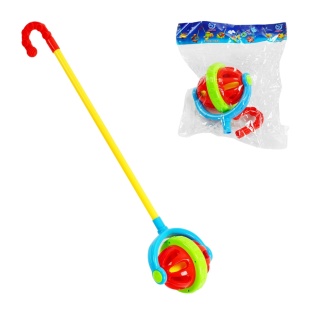 Каталка-шар, 60 см, на палке, с колокольчиком, в пакете 15х16х9 см - интернет-магазин optom-k.com