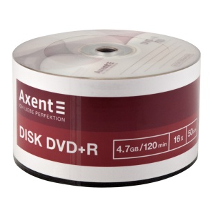DVD+R диск, 4.7 GB, 120 min, швидкість запису 16x, 50 штук, AXENT - інтернет-магазин optom-k.com
