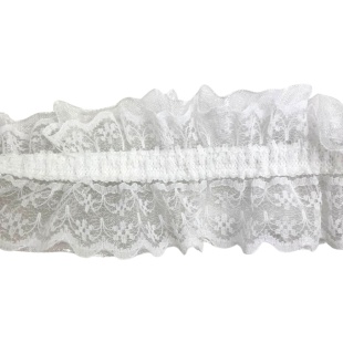Мереживо на гумці, довжина 5 м, широною 5 см, білого кольору - інтернет-магазин optom-k.com