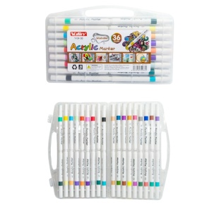 Набор скетч маркеров, 36 цветов, односторонние, в пластиковом контейнере, "Marker Acrylic", Yulin - интернет-магазин optom-k.com