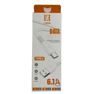 Кабель, 1 м, USB Type-C, 6А, білий колір, YESPLUS L-204 - інтернет-магазин optom-k.com