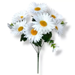 Ромашка искусственная, 7 бутонов, бутон 9 см, 42 см, в ассортименте - интернет-магазин optom-k.com