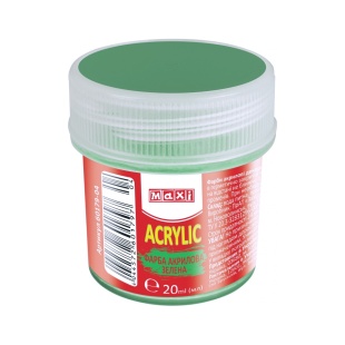 Краска акриловая, 20 мл, зеленый, матовая, MAXI - интернет-магазин optom-k.com