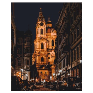 Картина по номерам, 40х50 см, с набором красок и 3 кисточками, "Собор Св. Николая. Прага" - интернет-магазин optom-k.com