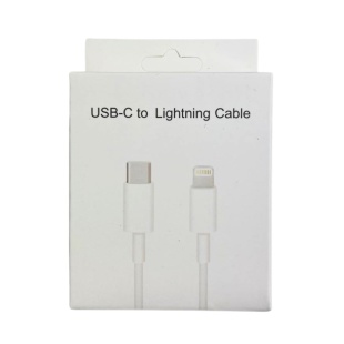 Кабель, 1 м, USB Type-C-Lightning, 6А, білий колір - інтернет-магазин optom-k.com