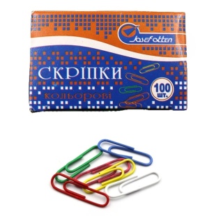 Скріпка, 28 мм, 100 штук, кольорова - інтернет-магазин optom-k.com