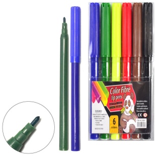 Фломастеры, 6 цветов, пластиковая упаковка, "Panda", Color Fibre - интернет-магазин optom-k.com