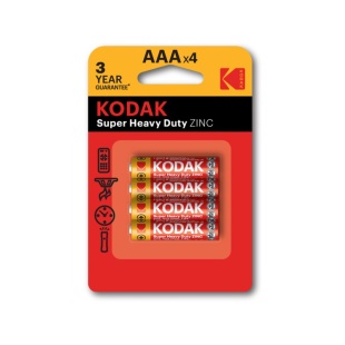 Спайка батарейок, 1.5 V, AAA, (4 шт. в спайці), сольова, "EXTRA HEAVY DUTY R3",  KODAK - інтернет-магазин optom-k.com