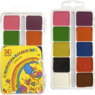 Акварель, 10 цветов, медовая, пластиковая упаковка, "Акварелька-карамелька", Тетрада - интернет-магазин optom-k.com