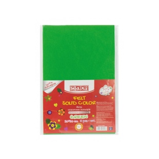Фетр листовой (полиэстер), 20х30 см, 180 г/м2, на клейкой основе, зеленый цвет, MAXI - интернет-магазин optom-k.com