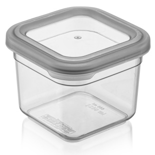 Контейнер для сипучих, 0,68 л, 11х11х9 см, пластиковий, з кришкою, "Soft Box Grey", IDEA HOME - інтернет-магазин optom-k.com