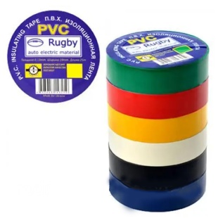 Лента изоляционная, ПВХ, 17,3 м х 1,7 см х 0,13 мм, цветная, Rugby - интернет-магазин optom-k.com