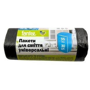 Упаковка пакетів для сміття, 35 л, 30 штук, Fantee - інтернет-магазин optom-k.com