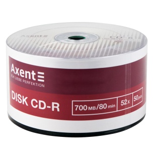 CD-диск, 700 MB, 80 min, швидкість запису 52x, 50 штук, AXENT - інтернет-магазин optom-k.com