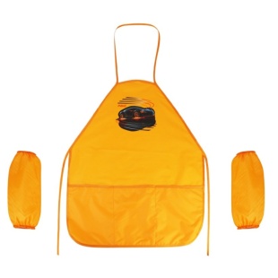 Фартук детский, 55х44 см. 6-9 лет, с нарукавниками, оранжевый, MAXI - интернет-магазин optom-k.com