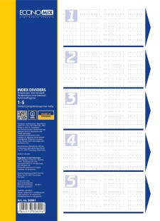 Роздільник аркушів, А4, 5 розділів, пластиковий, кольоровий , ECONOMIX - інтернет-магазин optom-k.com