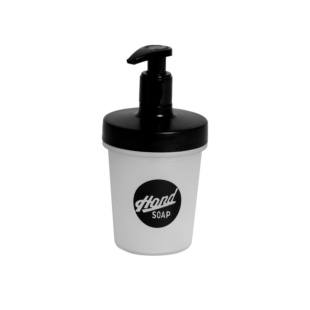Дозатор для мыла, 320 мл, стекло/пластик, белый, "Hands Soap", HEREVIN - интернет-магазин optom-k.com