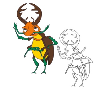 Картина-раскраска, детская, 25х30 см, с набором красок и 3 кисточками, "Жук-олень" - интернет-магазин optom-k.com