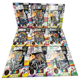 Набор для творчества, 27x21 см, бархатная раскраска с фломастерами, "Velvet" Danko Toys - интернет-магазин optom-k.com