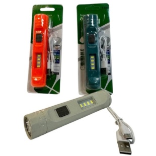 Ліхтарик, 3x13 см, пластиковий, USB, кольоровий, на планшеті 6x18 см - інтернет-магазин optom-k.com
