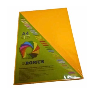 Папір, А4, 80 г/м2, 100 аркушів, помаранчевий колір, неон, Romus - інтернет-магазин optom-k.com