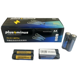 Батарейка пальчиковая, AA, щелочная, "Plus minus", ALKALINE - интернет-магазин optom-k.com