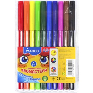 Фломастери, 10 кольорів, пластикова упаковка, "Super Washable", Marco - інтернет-магазин optom-k.com
