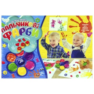 Фарби пальчикові,  7 кольорів, 3 штампи, у коробці 3х19,5х28 см, Danko Toys - інтернет-магазин optom-k.com