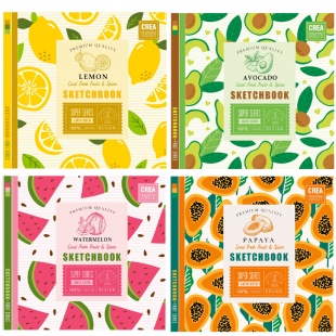 Скетчбук клееный, 200х200 мм, 36 листов, офсет, 120 г/м2, матовая ламинация, Мандарин - интернет-магазин optom-k.com