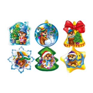 Набір термоналіпок новорічних, 8 см, 6 штук, кольорових - інтернет-магазин optom-k.com