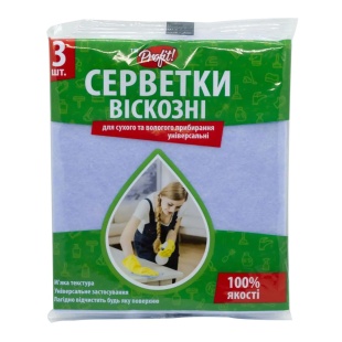 Упаковка серветок віскозних, вологовбираючих, 30х38 см, 3 шт, Profit - інтернет-магазин optom-k.com